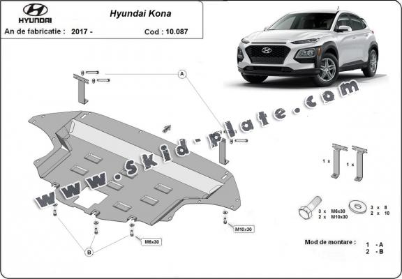 Steel skid plate for Hyundai Kona