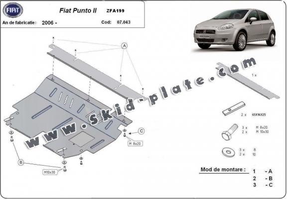 Steel skid plate for Fiat Punto 