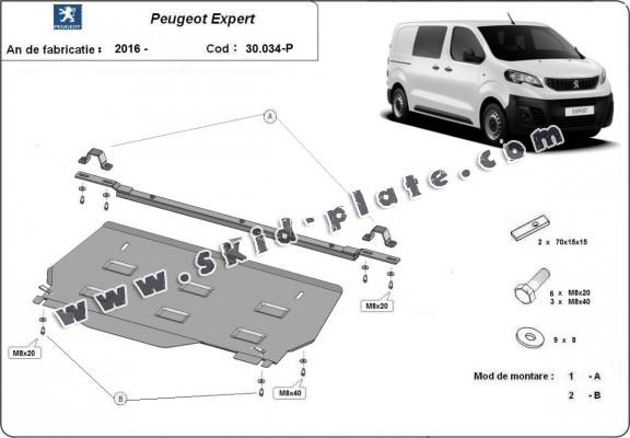 Steel skid plate for Peugeot Expert MPV