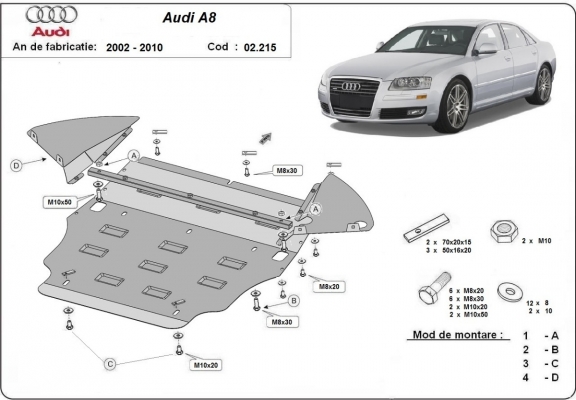 Steel skid plate for Audi A8