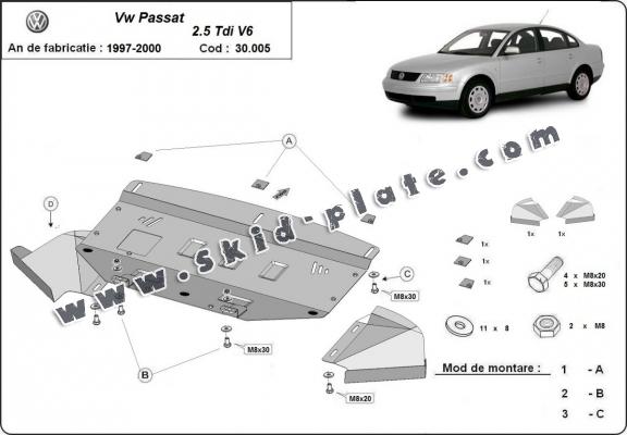 Steel skid plate for VW Passat B5 2.5 TDI V6