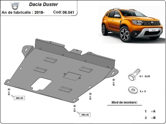 Steel skid plate for Dacia Duster