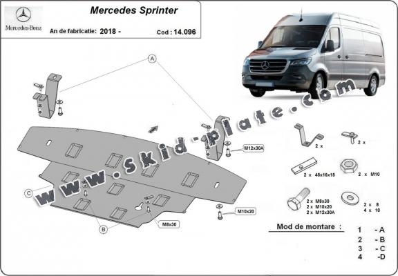 Steel skid plate for Mercedes Sprinter-RWD