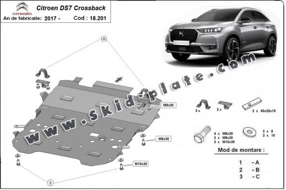 Steel skid plate for Citroen DS7 Crossback
