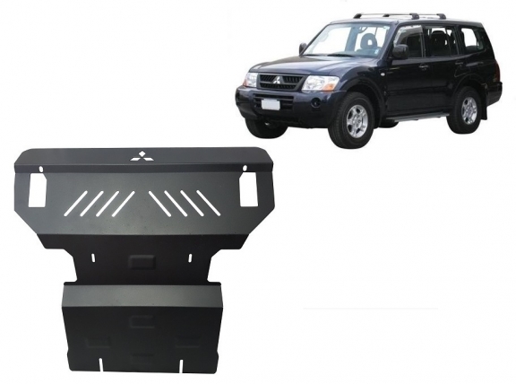 Steel skid plate for the protection of the engine and the radiator for Mitsubishi Pajero 3 (V60, V70)