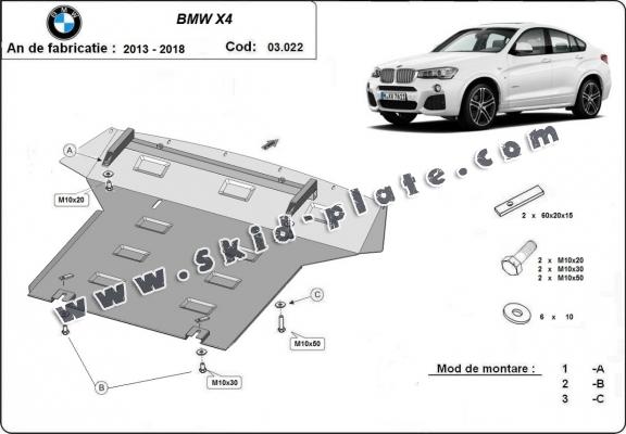 Steel skid plate for  BMW X4