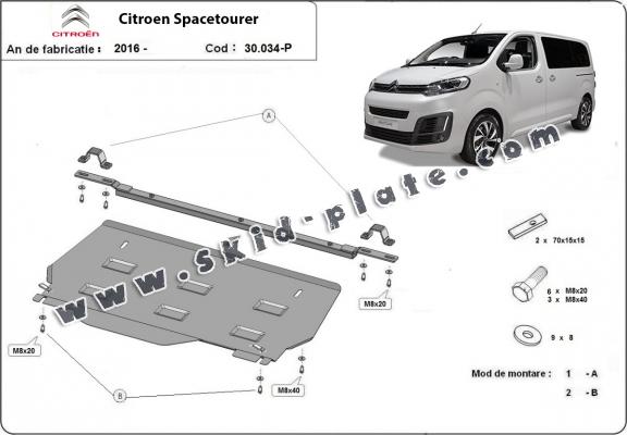 Steel skid plate for Citroen Spacetourer MPV