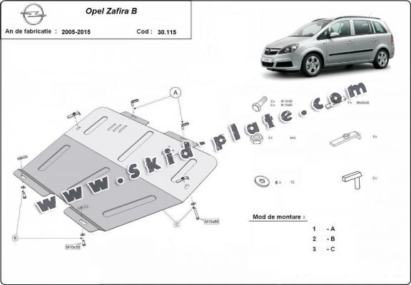 Steel skid plate for Opel Zafira B