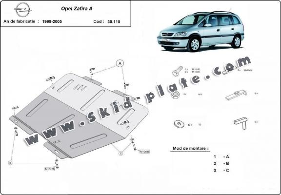 Steel skid plate for Opel Zafira