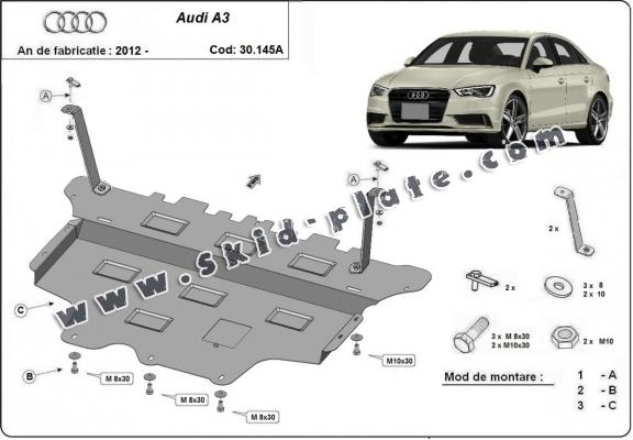 Steel skid plate for Audi A3 (8V) - automatic gearbox