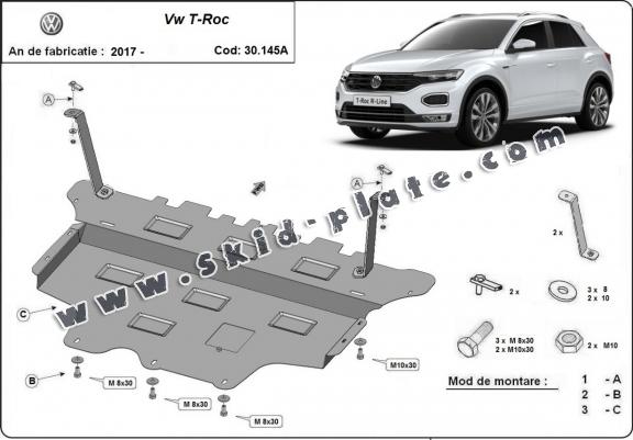 Steel skid plate for Volkswagen T-Roc - automatic gearbox