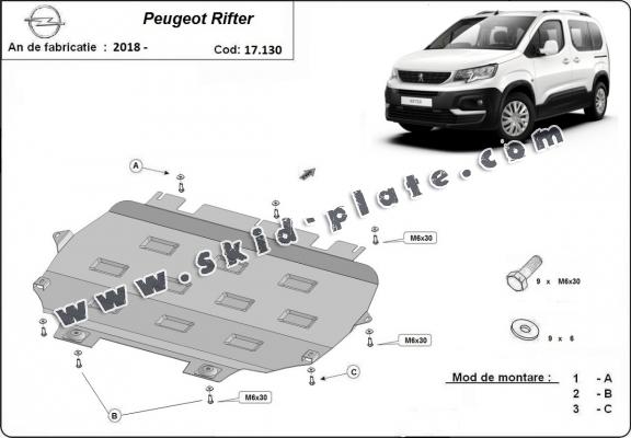 Steel skid plate for Peugeot Rifter / Partner