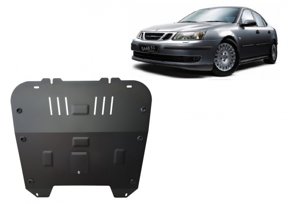 Steel skid plate for the protection of the engine and the gearbox for Saab 9-3