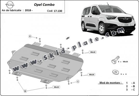 Steel skid plate for Opel Combo