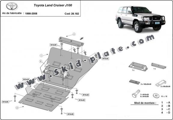 Steel skid plate for Toyota Land Cruiser J100
