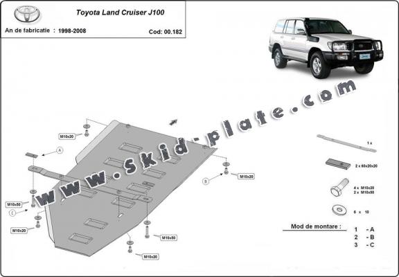 Steel gearbox skid plate for Toyota Land Cruiser J100