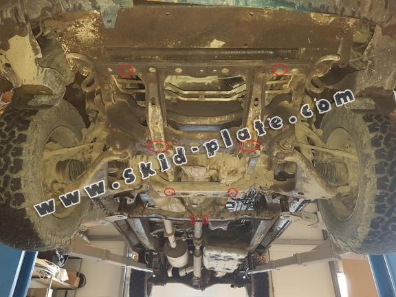 Steel gearbox and particle filter skid plate for Toyota Hilux 