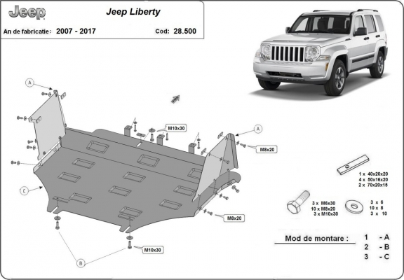Steel skid plate for Jeep Liberty