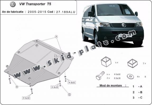Aluminum skid plate for Volkswagen Transporter T5
