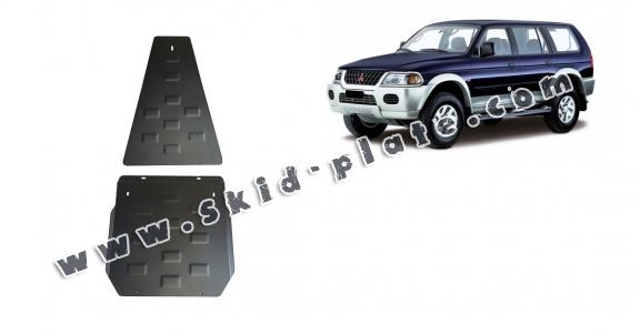 Steel gearbox and differential skid plate for Mitsubishi Pajero Sport 1