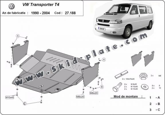 Steel skid plate for VW Transporter T4 Caravelle
