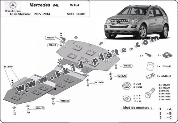 Steel skid plate for Mercedes ML W164