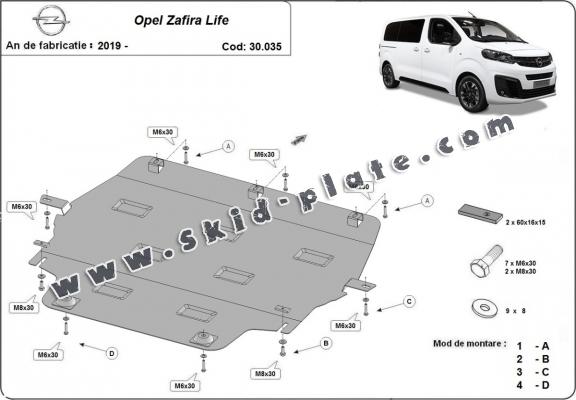 Steel skid plate for Opel Zafira Life