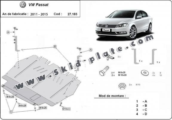 Steel skid plate for VW Passat B7