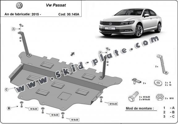 Steel skid plate for VW Passat B8 - automatic gearbox