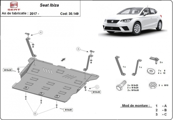 Steel skid plate for Seat Ibiza