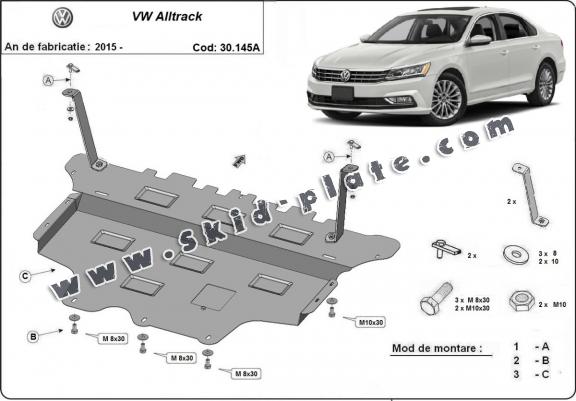 Steel skid plate for VW Passat Alltrack - automatic gearbox