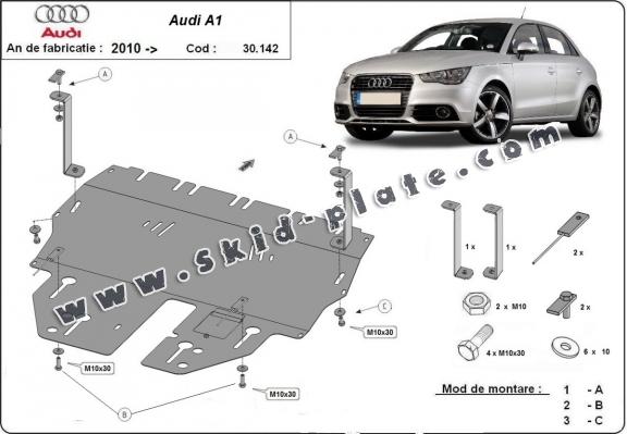 Steel skid plate for Audi A1