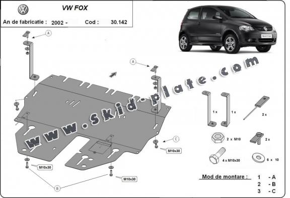 Steel skid plate for VW Fox