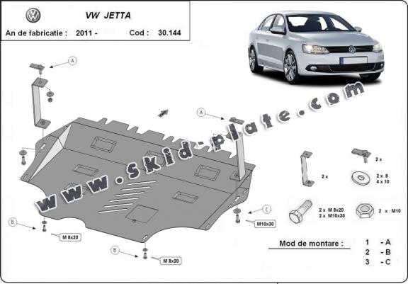 Steel skid plate for Volkswagen VW Jetta