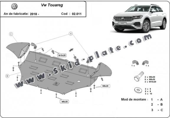 Steel skid plate for Volkswagen Touareg