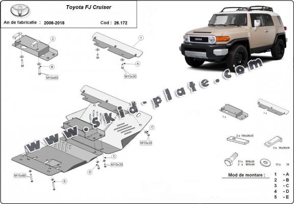 Steel skid plate for Toyota Fj Cruiser