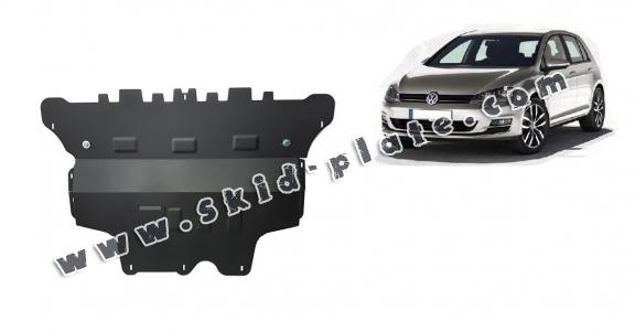 Steel skid plate for the protection of the engine and the gearbox for VW Golf 7 - automatic gearbox