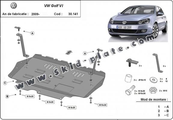 Steel skid plate for VW Golf 6