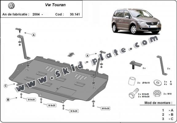 Steel skid plate for Volkswagen Touran