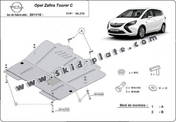 Steel skid plate for Opel Zafira C