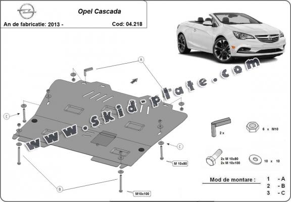 Steel skid plate for Opel Cascada
