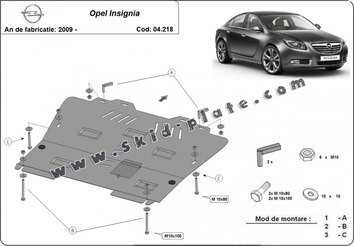 Steel skid plate for Opel Insignia B