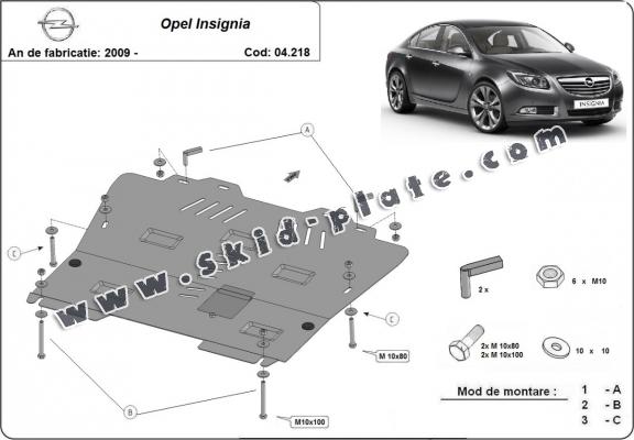 Steel skid plate for Opel Insignia