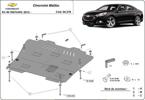 Steel skid plate for Chevrolet Malibu