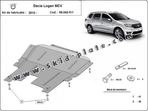 Aluminum skid plate for DACIA LOGAN MCV