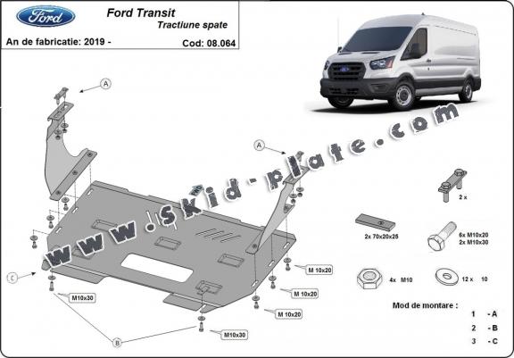 Steel skid plate for Ford Transit - RWD