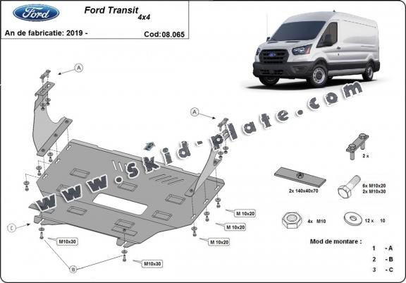 Steel skid plate for Ford Transit - 4x4