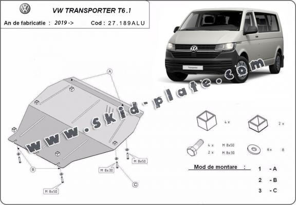 Aluminum skid plate for Volkswagen Transporter T6.1