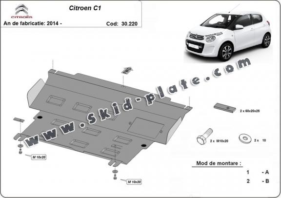 Steel skid plate for Citroen C1