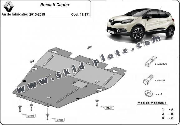 Steel skid plate for Renault Captur